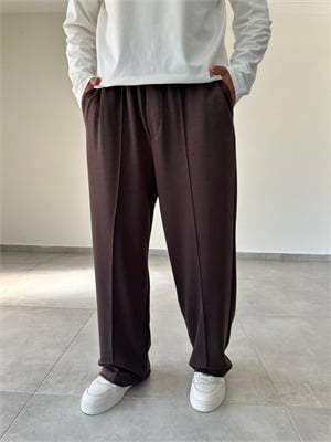 Kahve Renk Kupra Kumaş Çımalı Baggy Pantolon