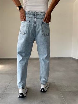 Buz Mavisi Yırtık Detaylı Boyfriend Kesim Kot  Pantolon