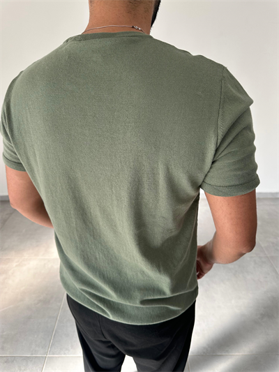 Yeşil Renk Premium Kalite Basic Triko T-Shirt