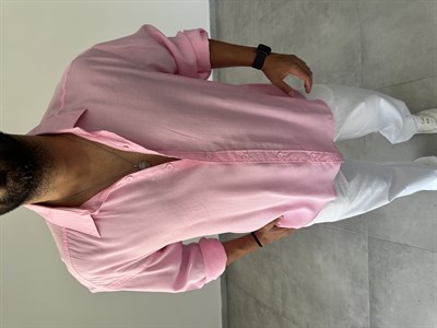 Pembe Renk Modal Kumaş Oversize Kesim Basic Gömlek