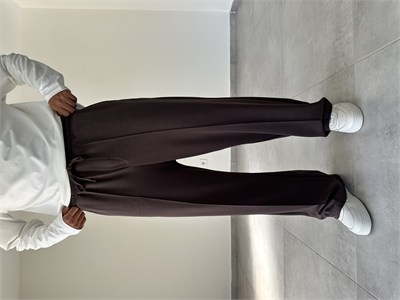 Kahve Renk Kupra Kumaş Çımalı Baggy Pantolon