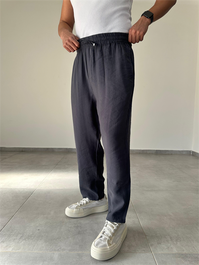 Tensel Kumaş Füme Renk Boyfriend Rahat Kesim İnce Jogger