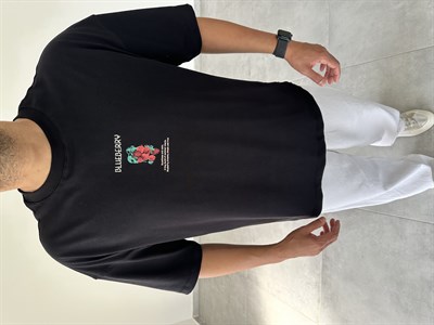 Siyah Renk Blueberry Nakış Ve Baskı Detaylı Oversize T-Shirt