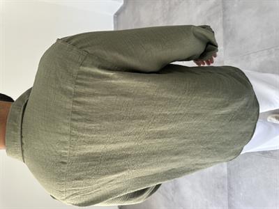 Haki Yeşili Comfort Fit Keten Gömlek