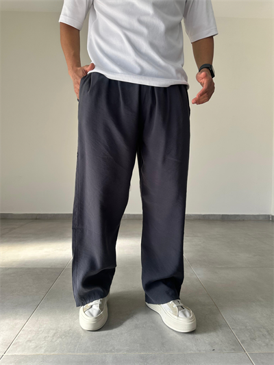 Tensel Kumaş Füme Renk Rahat Kesim İnce Baggy Pantolon