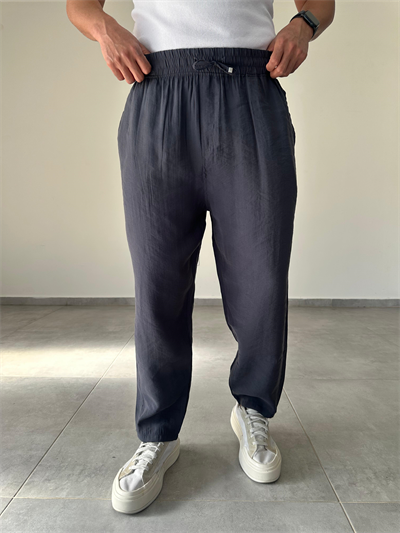 Tensel Kumaş Füme Renk Boyfriend Rahat Kesim İnce Jogger