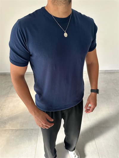 Lacivert Renk Premium Kalite Basic Triko T-Shirt