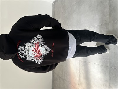 Siyah Nocturna Pantch Ve Baskı Detaylı Premium Kapüşonlu Sweatshirt