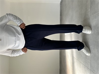 Lacivert Renk Modal Kumaş Ön Kısmı Çımalı Basic Baggy Pantolon