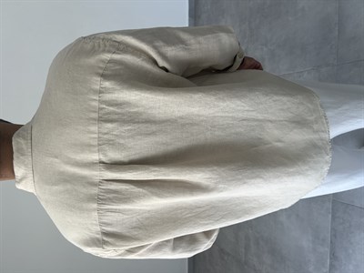 Ham Keten Oversize Kesim Taş Renk Premium Keten Gömlek