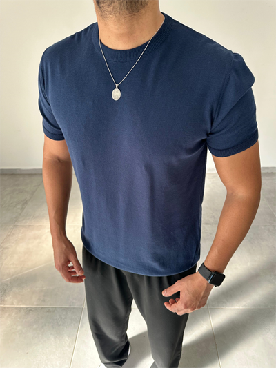 Lacivert Renk Premium Kalite Basic Triko T-Shirt
