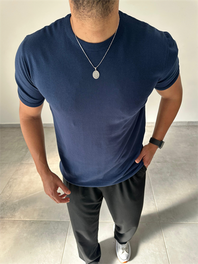 Lacivert Renk Premium Kalite Basic Triko T-Shirt
