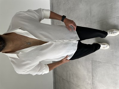 Beyaz Renk Modal Kumaş Oversize Basic Gömlek