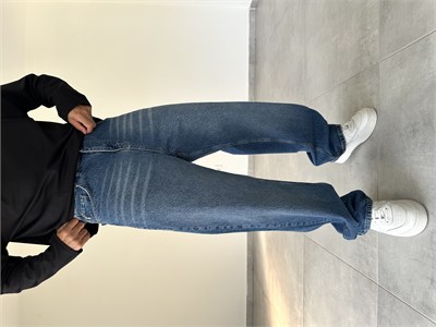 Eskitme Detaylı Rahat Kesim Baggy Kot Pantolon