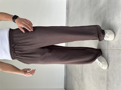 Modal Kumaş Çift Cep Detaylı Kahve Renk Basic Baggy Pantolon