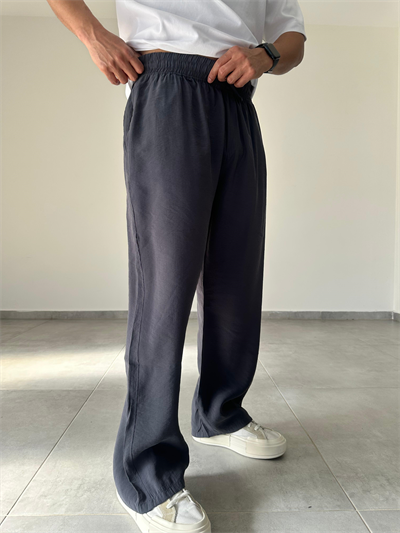 Tensel Kumaş Füme Renk Rahat Kesim İnce Baggy Pantolon