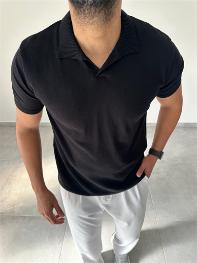 Polo Yaka Siyah Renk Triko T-Shirt