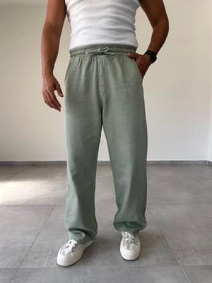Yeşil Renk Gabardin Kumaş Bol Kesim Baggy Pantolon