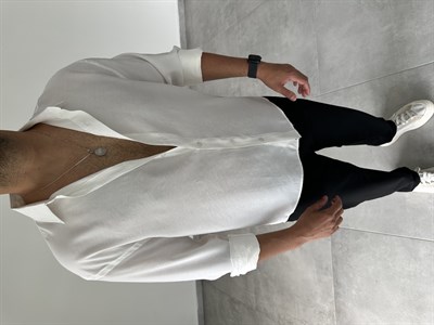 Beyaz Renk Modal Kumaş Oversize Basic Gömlek