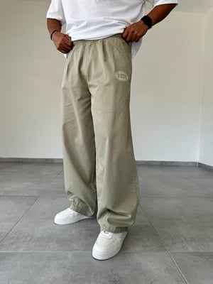 Yeşil Renk 1974 Baskı Detaylı Ekstra Bol Gabardin Baggy