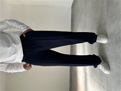 Lacivert Renk Modal Kumaş Ön Kısmı Çımalı Basic Baggy Pantolon