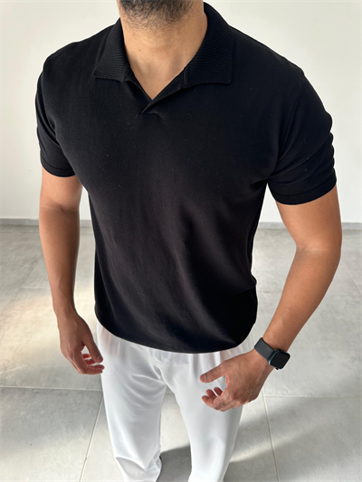 Polo Yaka Siyah Renk Triko T-Shirt