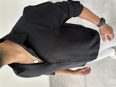 Siyah Modal Kumaş Oversize Basic Gömlek