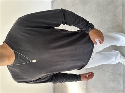 Siyah Renk Modal Kumaş Basic Sweatshirt