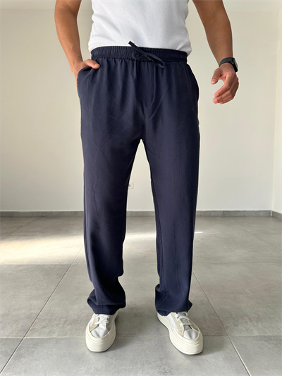 Modal Kumaş Lacivert Renk Bel Kısmı Lastikli Basic Baggy Pantolon