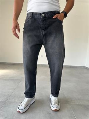 Antrasit Renk Yırtık Detaylı Boyfriend Kesim Kot Pantolon