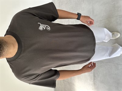 Füme Renk  Made İn Heaven Nakış Ve Baskılı Oversize T-Shirt