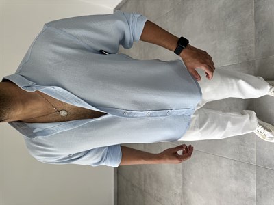 Bebe Mavisi Relax Fit Keten Gömlek