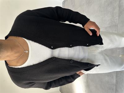 Siyah Renk Örme Basic Oversize Hırka