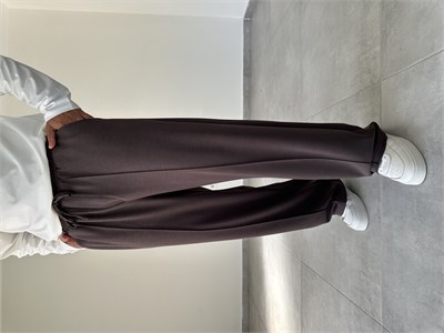 Kahve Renk Kupra Kumaş Çımalı Baggy Pantolon