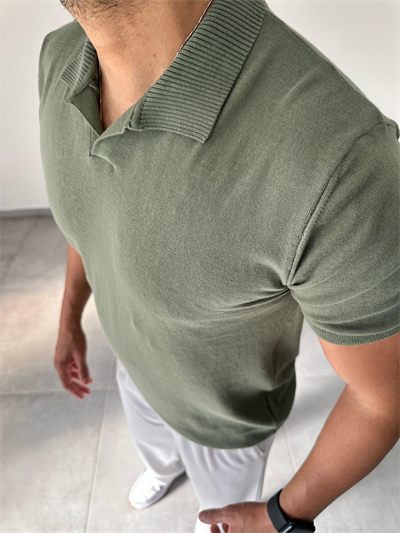 Polo Yaka Yeşil Renk Triko T-Shirt
