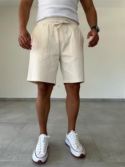 Bej Renk Gabardin Kumaş Rahat Kesim Basic Şort