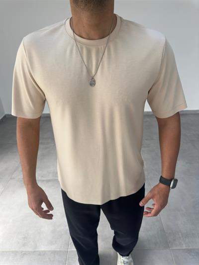 Bej Renk Oysho Kumaş Basic T-shirt