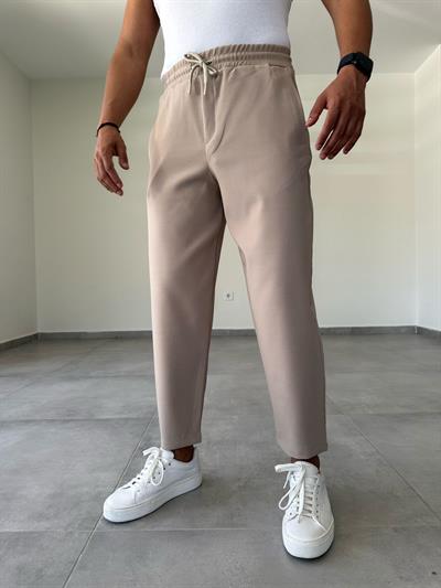 Bej Renk Scuba Kumaş Jogger Pantolon