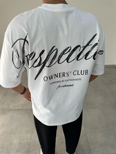 Beyaz Renk Respective Baskılı Oversize T-Shirt