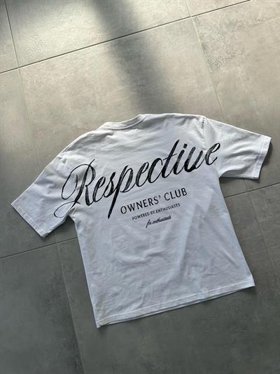 Beyaz Renk Respective Baskılı Oversize T-Shirt