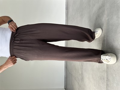Modal Kumaş Çift Cep Detaylı Kahve Renk Basic Baggy Pantolon