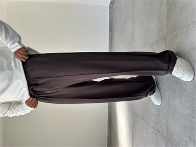 Kahve Renk Kupra Kumaş Çımalı Baggy Pantolon