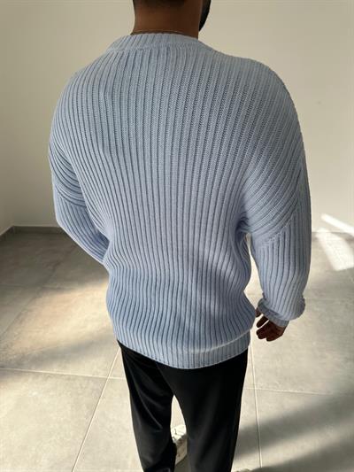 Bebe Mavisi Bisiklet Yaka Oversize Örme Kazak