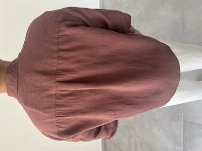 Ham Keten Oversize Kesim Kahve Renk Premium Keten Gömlek
