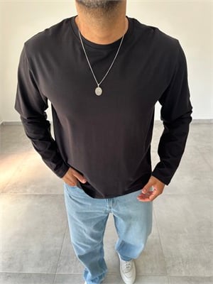 Siyah Renk Rahat Kesim Yüksek Kalite Basic Sweatshirt