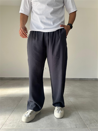 Tensel Kumaş Füme Renk Rahat Kesim İnce Baggy Pantolon