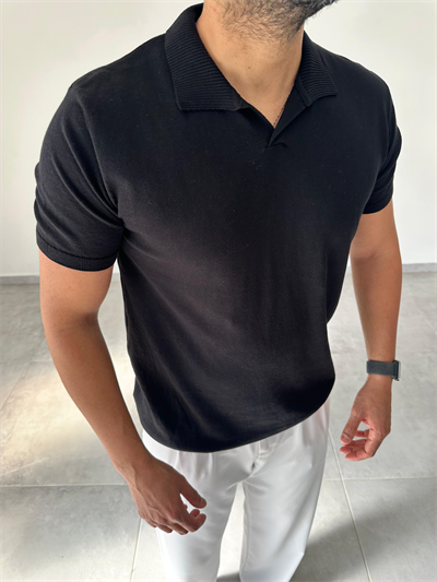 Polo Yaka Siyah Renk Triko T-Shirt