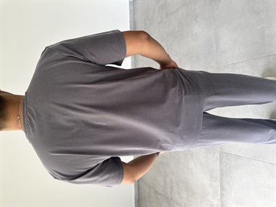 Füme Renk  Rahat Kesim Kupra Kumaş T-Shirt