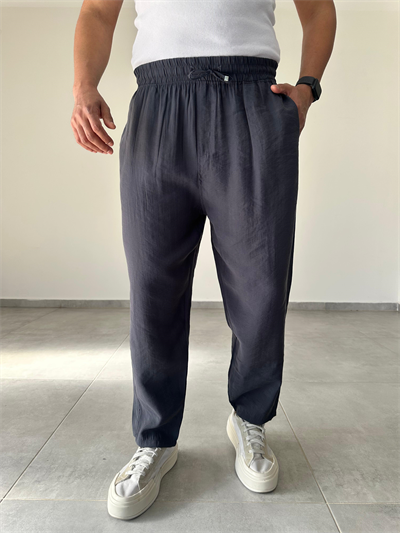 Tensel Kumaş Füme Renk Boyfriend Rahat Kesim İnce Jogger