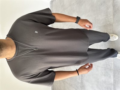 Antrasit Renk Modal Kumaş Rahat Kesim T-Shirt